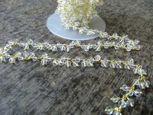 <b>Crystal</b> Quartz Dangling <b>Cluster</b> Chain Rondelle Faceted Beads 4mm Beaded Stone Chain - Product Image 3