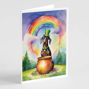 Doberman Pinscher St Patrick's Day Whimsical A7 Blank Note Cards Pack 8 5x7 Cartes de Voeux avec Enveloppes - Product Image 1