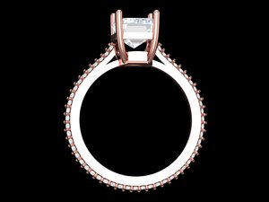 Anillo y colgante de diamante con corte esmeralda convertible 2 en 1 |   Anillo de Compromiso con Fianza Oculta |   Oro Sólido - Product Image 4