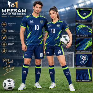 Ensemble de maillots de football personnalisés sublimés pour hommes, col en V, manches courtes, respirant, uniforme d'équipe - Product Image 5