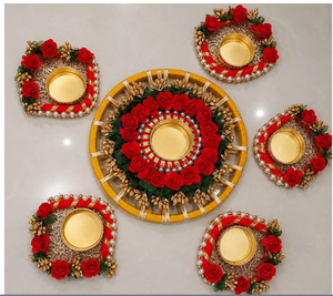 Support de bougie circulaire en métal avec motif floral pour activités religieuses, plateau décoratif durable - Product Image 2