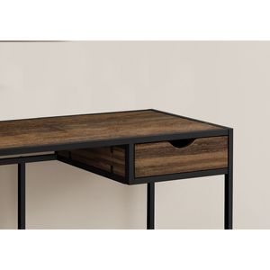 Scrivania Moderna Contemporanea da 42 Pollici per Ufficio Domestico, Laminato Marrone con Cassetto in Metallo Nero - Product Image 3