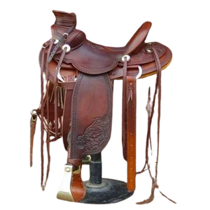 Sillín de Carreras Western de Cuero Premium Hecho a Mano con Estribos Duraderos y Cómodos para Equitación, Equipo de Caballo de Fibra de Vidrio - Product Image 3