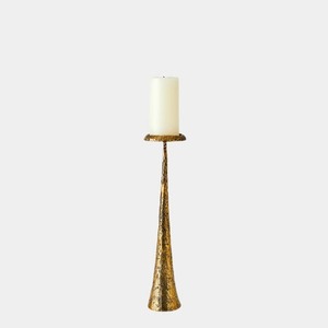 <b>Night</b> Edit Candle <b>Stand</b> Durable Home Decoration Metal Candle Holder Tall Textured Base White Candle Included - Product Image 1