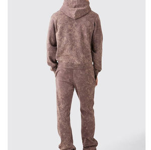 Conjunto deportivo informal para hombre, con sudadera con capucha y pantalones jogger, estilo lavado ácido, para gimnasio, atletismo y uso diario. - Product Image 2