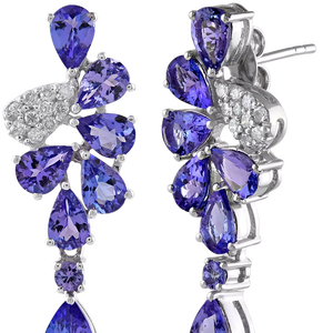 Pendientes de Diamante y Tanzanita en Plata de Ley 92.5 KLST-30569 - Product Image 1