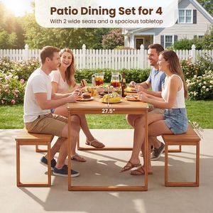 Table de jardin en bois d'acacia avec plateau à lattes pour l'extérieur - Product Image 5
