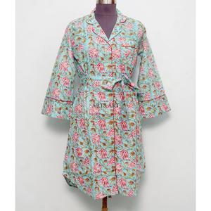 Indian Cotton Digital Printed Floral Pattern Evening Bridal V-Neck 3/4Sleeve Midi long shirt <b>Dress</b> for Women Eco-Friendly - Product Image 1