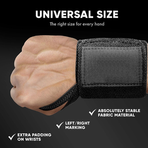 Sangles de soutien pour poignets en polyester et coton de haute qualité avec fermeture auto-agrippante pour l'entraînement de force, la musculation et l'haltérophilie - Product Image 3