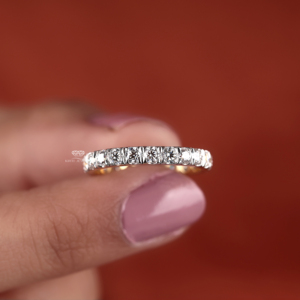 แหวนแต่งงานเพชรทรงกลมเพาะเลี้ยงแบบเต็มวง ประดับเพชรแบบพาเว่ ทองคำขาว 14K แหวนครบรอบสำหรับผู้หญิง ขายส่ง - Product Image 6