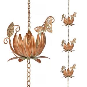 Chaîne de pluie en métal en forme de fleur et de papillon, parfaite pour la décoration d'entrée de maison, l'embellissement de jardin et la décoration d'événements - Product Image 2