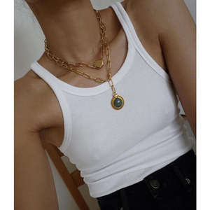 Top Corto Casual Personalizado sin Mangas con Tirantes Finos para Mujer, Top de Algodón Acanalado con Cuello Redondo para Damas - Product Image 2