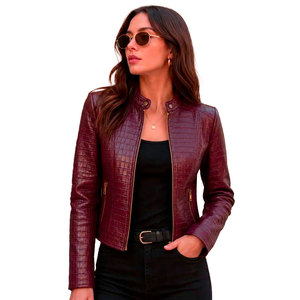 Chaqueta de Cuero con Grabado Croco para Mujer, Calidad Premium, Estilo Contemporáneo, Versátil, Duradera, Cómoda, Producción de Marca - Product Image 1