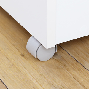 Modern <b>White</b> Shirai Wood Storage Cabinet 1 Drawer 1 <b>Shelf</b> Living Room Furniture American Vintage Style Flat Panel Door Wheels - Product Image 6