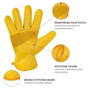 Unisex Durable Gardening <b>Driver</b> <b>Gloves</b> Puncture Cut Resistant Custom Logo Reinforced Cowhide Leather Work <b>Gloves</b> Safety <b>Gloves</b> - Product Image 5