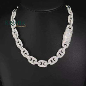 Lab Grown Diamond Hip Hop <b>Statement</b> <b>Necklace</b> S925 Silver 14K Gold Plated Rhodium Plated Link Chain Unisex Luxury Everyday Wear - Product Image 1
