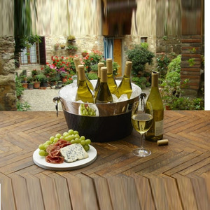 Modern Matte Black Lattice Galvanized Steel <b>Ice</b> Bucket With Silver Rim Ring Handles Dual Tone Party Beverage Tub Supply - Product Image 6