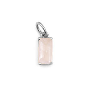 Rose Quartz Baguette Shape Gemstone Charm Rectangular Natural Stone Rose Gold Plated <b>Pendant</b> Jewelry for Necklace and Earring - Product Image 3