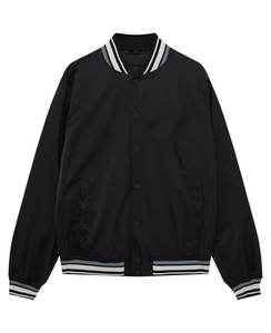 Bombe noire brodée de haute qualité avec logo personnalisé en gros pour couple, collège, baseball, veste respirante Varsity Letterman - Product Image 1