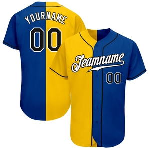 Venta al por Mayor del Jersey de Béisbol Personalizado OMMIZ INDUSTRY, Diseño Dividido en Negro y Amarillo, Auténtico y a la Moda - Product Image 1