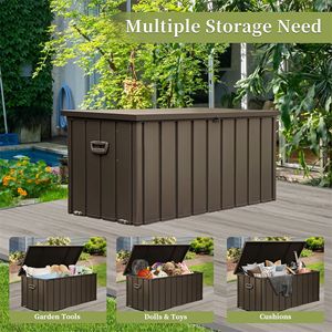 200 Gallon Outdoor <b>Storage</b> Deck Box Large Patio <b>Storage</b> <b>Bin</b> for Cushions Throw Pillows <b>Garden</b> Tools Waterproof Lockable (Dark - Product Image 5