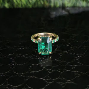 Anillo de esmeralda verde, piedra preciosa natural, oro macizo de 14 quilates, clásico para mujer, certificado IGI, RIZTA JEWELS, aniversario - Product Image 5