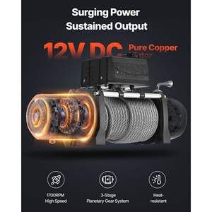 Cabrestante Eléctrico de 12V CC, Capacidad de Carga de 10000 Libras, Control Remoto Inalámbrico y Alámbrico, Resistente al Agua IP55, para SUV, Barco, Vehículo Todoterreno - Product Image 3