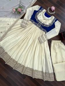 TENNECY Hermoso Conjunto de Dupatta y Pantalón de Seda Chinon de Nuevo Diseño en Tendencia para Mujer, Reversible, de Secado Rápido, Sin Arrugas, Para Fiestas en Todas las Estaciones - Product Image 5
