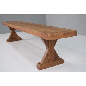 Rắn xoài gỗ truyền thống trang trại ăn uống thiết lập với băng ghế dự bị màu nâu vết đánh bóng thủ công và có thể gập lại cho khách sạn biệt thự - Product Image 3