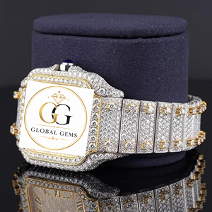 Montre Moissanite Carrée en Acier Inoxydable de Qualité Supérieure, Sertie de Diamants, avec Bracelet en Or pour Fêtes, Événements et Cadeaux de Luxe - Product Image 5