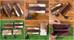 Venta al por mayor de lujo de diseño a mano de cuero con cremallera tarjeta de crédito teléfono Cartera de cuero de vaca de embrague personalizado largo carteras de cuero genuino - Product Image 3