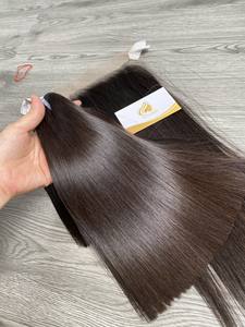 Vente en gros 100g paquet soyeux vietnamien Remy cheveux humains 30 pouces vague droite Machine Double trame cheveux tissage matière première perruques - Product Image 6