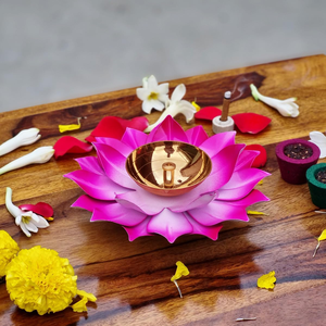 Handcrafted Brass Lotus Diya <b>Oil</b> <b>Lamp</b> Decorative Deepak with Lotus Design for Pooja Temple Home Decor Festival Diwali - Product Image 2