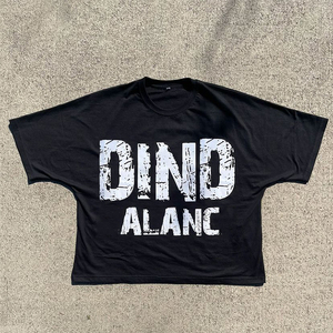 Camisetas de algodón grueso de diseño personalizado OEM para hombre, cuello redondo, estilo oversize, fabricante de camisetas gráficas cortas. - Product Image 1