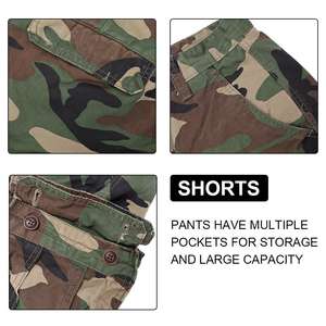 Shorts cargo tactiques décontractés pour hommes, taille haute, avec cordon de serrage, imperméables, tricotés, multi-poches, coupe décontractée, séchage rapide - Product Image 2