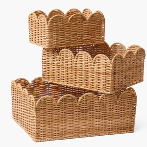 Panier de rangement en rotin festonné fait main, naturel, brun miel, brun foncé, personnalisé - Product Image 6