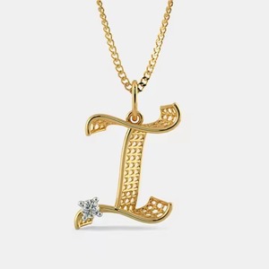 Designer gold diamond I pendant for women fine jewelry for wedding anniversary gift with modern style and elegant shine - Product Image 1