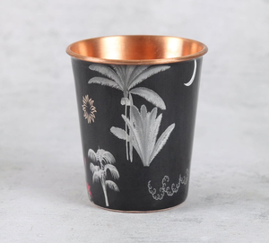 Vaso Bohemio de Cobre Negro con Diseño Esmaltado de Leopardo de la Selva y Palmeras, Resistente al Calor, para Fiestas - Product Image 6