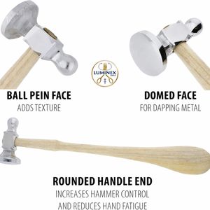 Martillo de carpintero y bloque de trabajo de doble cara con mango de madera de 10.75 pulgadas – Bloque de acero de 1.5 pulgadas con orificio para remachar y doblar - Product Image 4