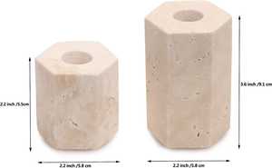Porte-bougie hexagonal en marbre naturel, support à bougie en marbre crème de qualité supérieure pour la décoration de la maison, table à manger, mariage - Product Image 4