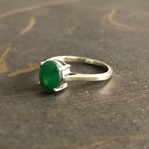 925 Sterling <b>Silver</b> Natural Green <b>Emerald</b> <b>Ring</b> Oval Cabochon Luxury Design <b>Ring</b> Handmade Fine Jewelry for Wedding Party Wear - Product Image 3