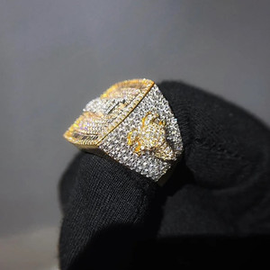 Iced Out GOAT Ring For Men Gold Plated Moissanite Diamond Hip Hop Rapper Jewelry Luxury Fashion Accessories - Product Image 4