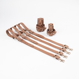 Hot Selling Genuine Leather Adjustable Unisex Bed Restraints Harness Straps Custom Metal Buckle <b>Bondage</b> Cuffs Belt <b>Set</b> RTTS-0128 - Product Image 3