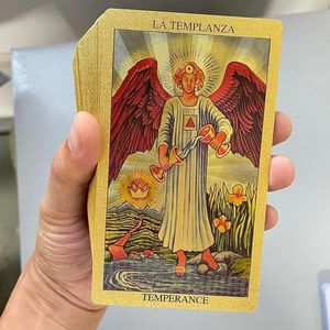 Spagnolo e inglese 78 tarocchi in PVC mazzo lamina d'oro impermeabile antirughe resistente con guida spirituale-carte puzzle per adulti - Product Image 4