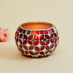Porte-bougie en verre mosaïque, support de bougie décoratif élégant, résistant à la chaleur, décoration de mariage et de maison - Product Image 6
