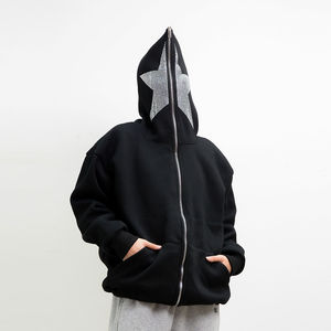 Cotton full face <b>zip</b> hoodie 350 gsm fleece oversized <b>zip</b> <b>up</b> hoodie unisex streetwear - Product Image 6