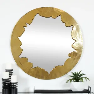 Nouveauté, miroir mural en métal fait main, miroir rond élégant et luxueux, miroir décoratif pour la maison contemporaine, hôtel, chambre à coucher, décoration murale - Product Image 4