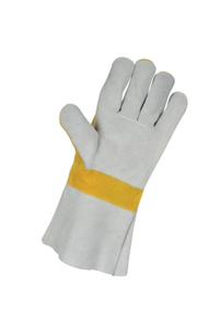 Leather Welding <b>Gloves</b> Cotton Liner Straight Thumb Molten Metal Splash Resistant TIG Use Orange Yellow Color - Product Image 5