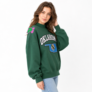Sudadera Oversize con Cuello Alto Pook International OKLAHOMA, Apliques con Letras MAP, Diseño Personalizado, 100% Algodón, Ropa Urbana - Product Image 2