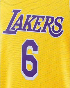Maillot de basket-ball des Lakers pour homme, jaune, sans manches, en mesh, numéro 6, imprimé par sublimation, respirant, vêtements de sport - Product Image 2